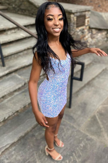 Sparkle White Sequin Homecoming Dress Bodycon Party Dress HZ1023